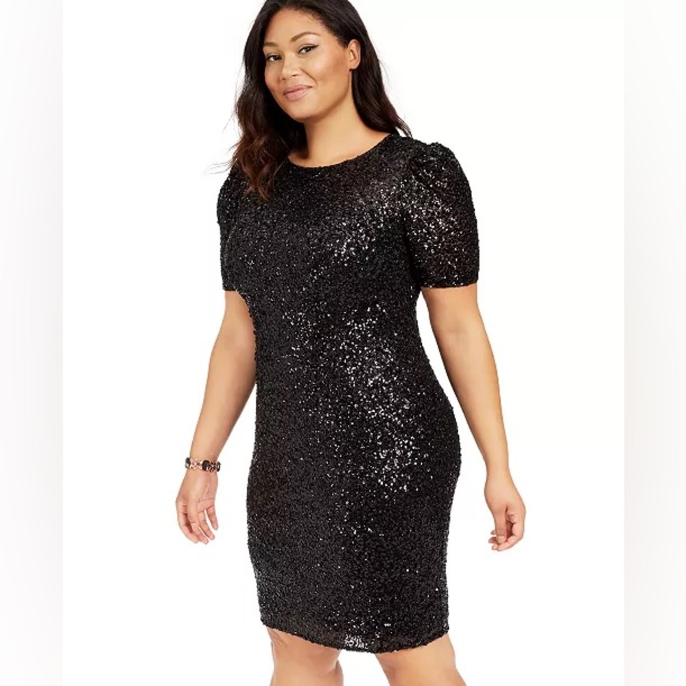 Adrianna Papell Plus Size Sequin Cocktail Dress size 16W - Picture 4 of 13
